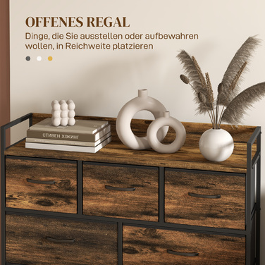 HOMCOM 7-Drawer Fabric Storage Chest of Drawers, Anti-Tip, Storage Cabinets, Sideboard, MDF, Brown