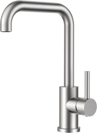 Змішувач для кухні FORIOUS з поворотним гусаком 360°, однорідний, з нержавіючої сталі, для встановлення в 1 отвір