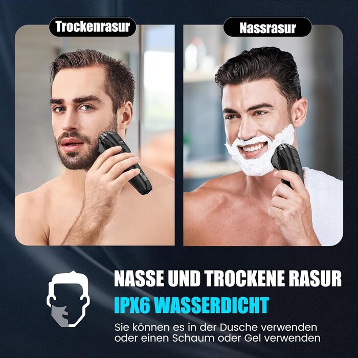 Електричний чоловічий бритва Brightup з тримером, IPX6, водонепроникний, USB-C, LED-дисплей, для подорожей, у кейсі