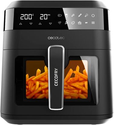 Cecotec 6L Hot Air Fryer Cecofry Experience Window 6000. 1300 W, PerfectCook Technology, adjustable temperature, window, touch control panel, 9 modes, timer, black | Window