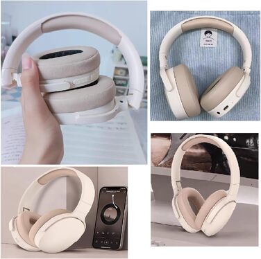 Беспроводные наушники HiFi Bluetooth с микрофоном, складные, шумоподавление, для спорта и путешествий (Бежевый)