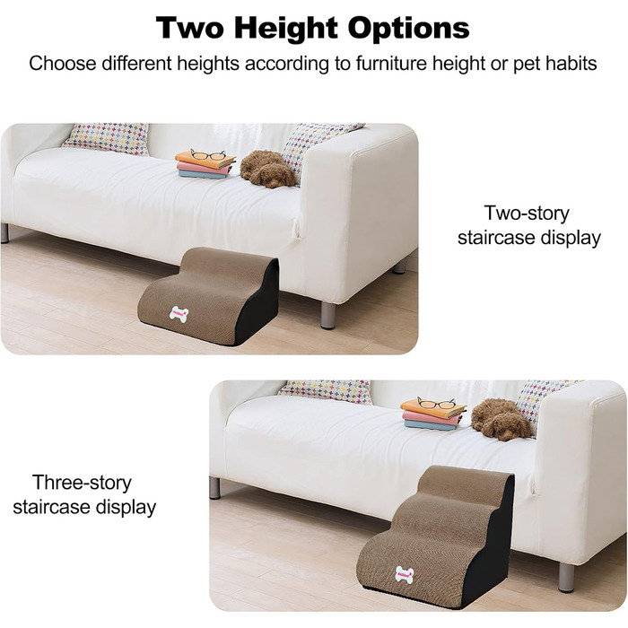 Сходинки для домашніх тварин Galatée знімні, чорного кольору, 3 ступені, знімний чохол на блискавці, губка високої щільності