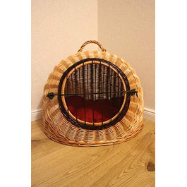 Транспортний кошик для котів та собак з ротангу з металевим ґратом та подушкою, L XL XXL (56x45x48 см)