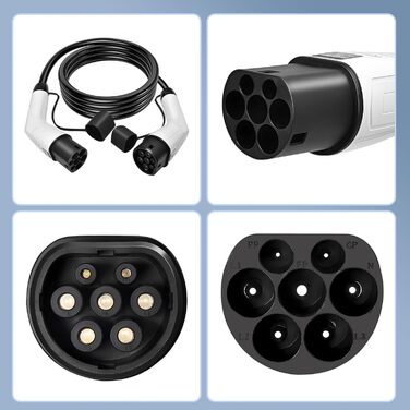 Кабель для зарядки електромобіля Type 2 (32A, 22kW) 5м, 3-фазний, з сумкою, IP65, для Tesla, e-Golf, ID.3, i3