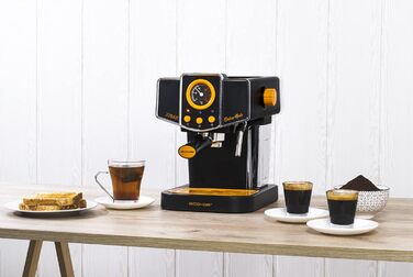 ECODE® Espresso Machine Delice Black, 20 Bar Pressure, Swivel Vaporizer - Machine with 1.5 L Tank, Milk Frother, Single/Double Dosing, Manometer with Temperature - Coffee Machine