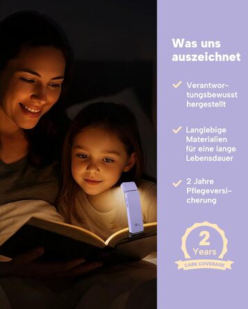 Ліхтарик для читання 86lux з кліпсою, акумуляторний LED, 3 режими яскравості, диммер, для книги, дітей (фіолетовий)