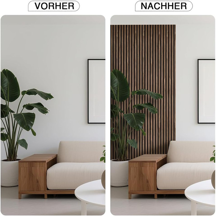 Акустична настінна панель з натурального шпона Темний дуб, 240x60x1.8 см (1.44 м²), дерев'яна панель для шумоізоляції вітальні, офісу та домашньої студії