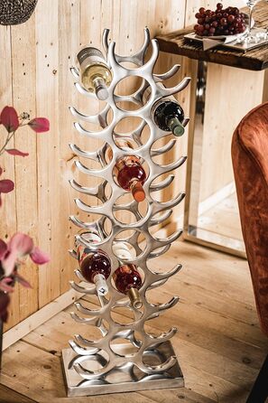 MichaelNoll Wine Rack Bottle Rack Bottle Aluminum Silver Luxury - Wine Rack, Modern Metal Shelf - Bottle Holder/Bottle Stand for Bottles of Prosecco, Wine and Champagne - 101 cm XXL