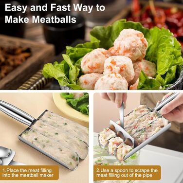 Форма для фрикадельок з нержавіючої сталі Quixotic, 3-в-1, ручна для м'яса, риби та креветок