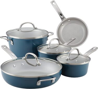 Набір кухонного посуду Ayesha Curry Home Collection, 9 предметів, антипригарне покриття, колір Twilight Blaugrün