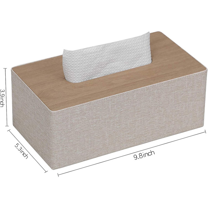 GOLRANLYE Cosmetic Tissue Box, 25×13.5×9.5 cm PU Leather Modern Tissue Box Rectangular for Bathroom, Bedroom, Dining Room, Office and More (Beige)