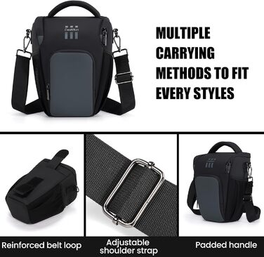 Чохол для цифрової камери Cwatcun, сумісний з Canon/Nikon, з швидким доступом, легкий, чорний (L)