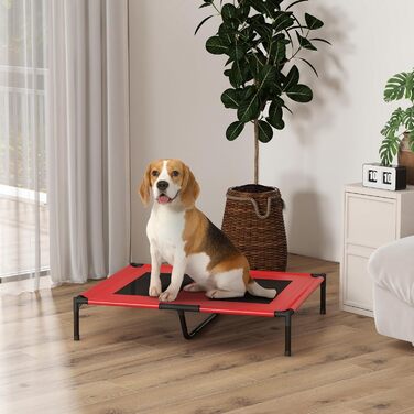 Лежанка для собак PawHut Outdoor, піднята лежанка з дихаючою сіткою, для малих та середніх собак, 91 x 69 x 29 см (Червоний)