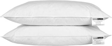 Homescapes Pillow Pair, 2 medium-firm feather pillows 48 x 74 cm set, natural sleeping pillow with 100% duck feather filling, Responsible Down Standard and Oeko-Tex certified pillow