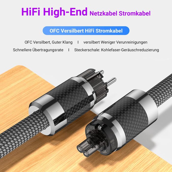 Hi-Fi мережевий кабель Tertullus High End C15 для аудіотехніки, штекер Schuko — C15, 1м