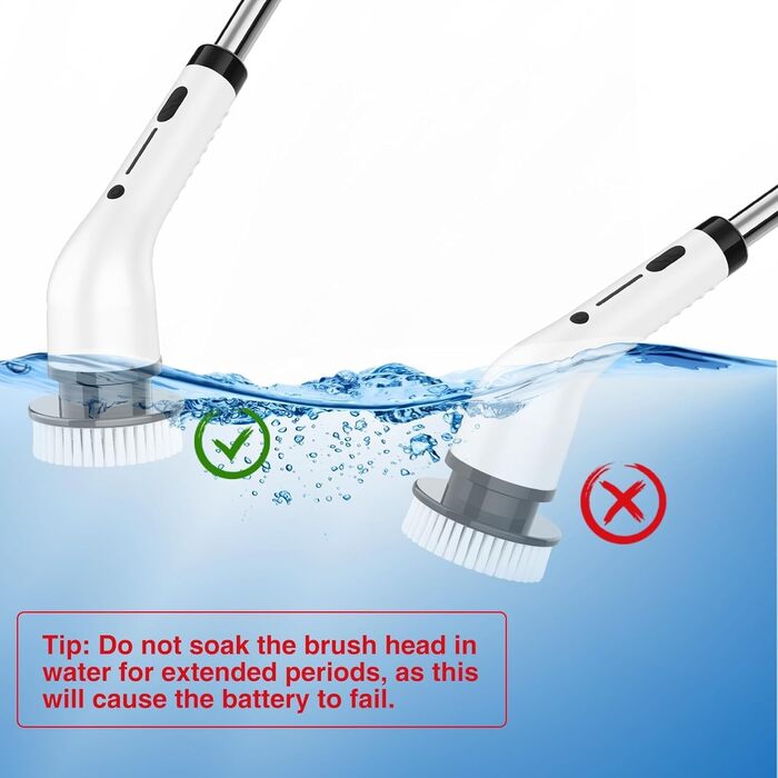 Електрична щітка для прибирання з 7 насадок, водонепроникна PX7, набір для миття підлоги та ванни, регульована ручка