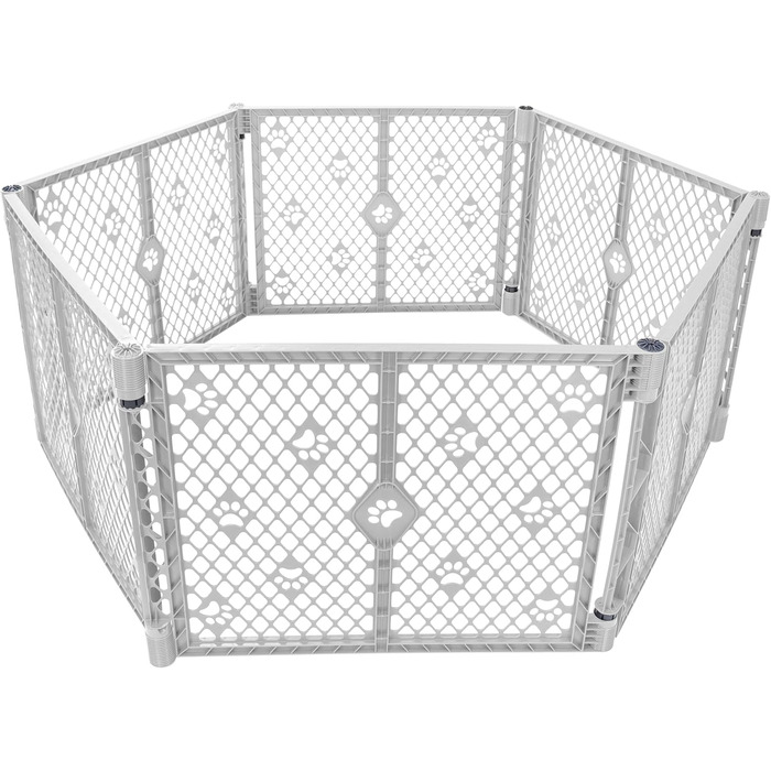 Вольєр для собак MyPet з 8 панелей, сірий, довговічний, UV-стійкий, портативний, регульований, зручний, дружній дизайн