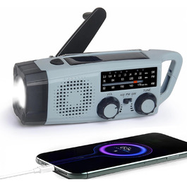 Радіо на сонячній батареї та з ручкою, 2000mAh, Power Bank, SOS-сигнал, ліхтарик, AM/FM, для кемпінгу та надзвичайних ситуацій