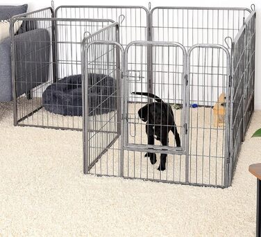 Клітка для цуценят та дрібних тварин Lionto, 80x80 см, розширювана, з дверцятами та засувом, для дому та саду, 8 елементів