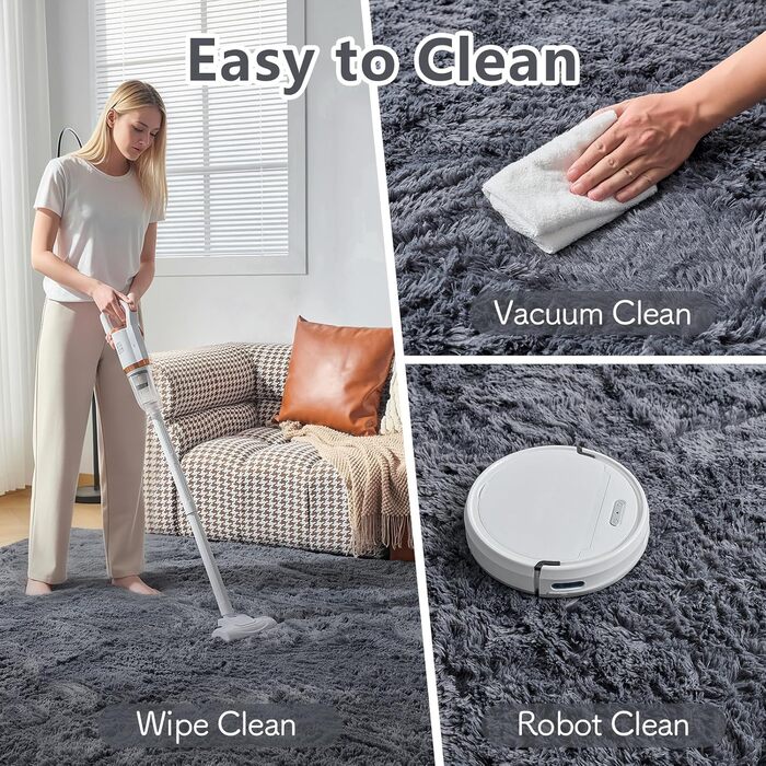 Килимок CHOSHOME для спальні, вітальні: м'який, сучасний, з високим ворсом, антиковзаюча підкладка, для дитячої кімнати, шэггі, сірий, 90x150 см