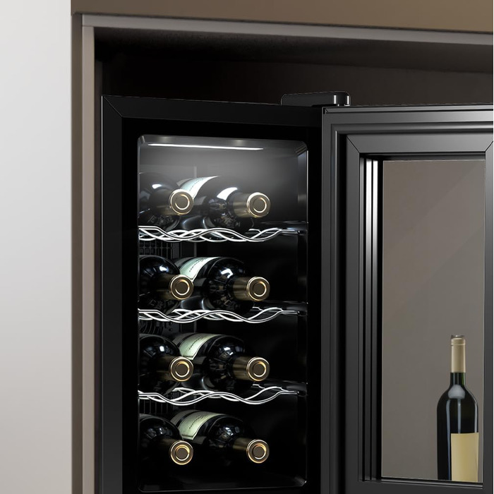 Cecotec Bolero Grandsommelier 830 Coolcrystal 8-Bottle Wine Refrigerator - Thermoelectric Cooling, Adjustable Temperature (8-18°C), Touch Control, LED Interior, Eco-Friendly Gas