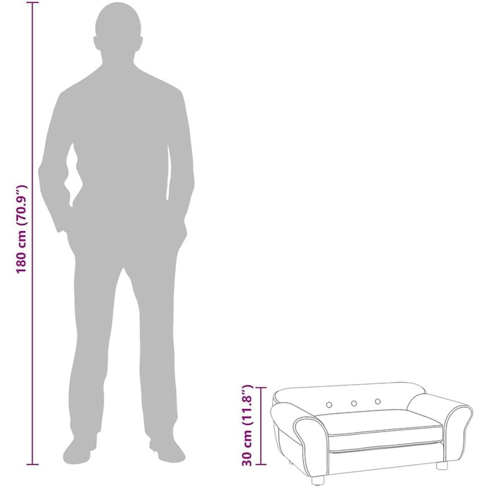 Софа для собак VidaXL, темно-синього кольору, 72x45x30 см, плюшеве ліжко для собак та котів