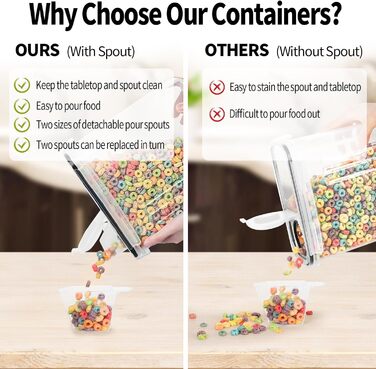 Skroam 4L Storage Containers Set with 4, Cereal Dispenser & Airtight Freshness Containers, BPA-free Plastic Storage Containers, for Grains, Flour, Sugar