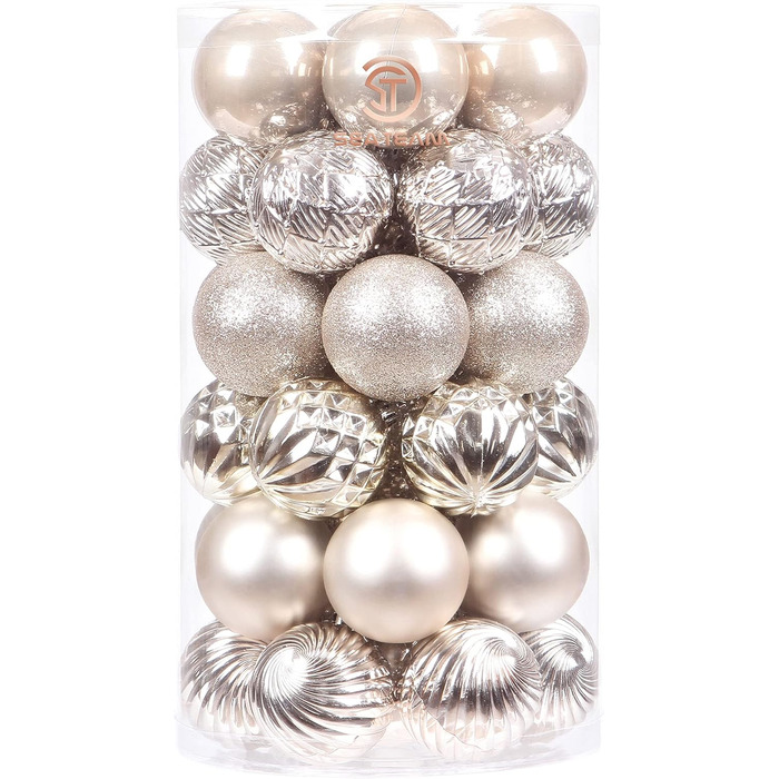 41 штука прикрас для ялинки Sea Team з міцного пластику (60 мм, шампань)
