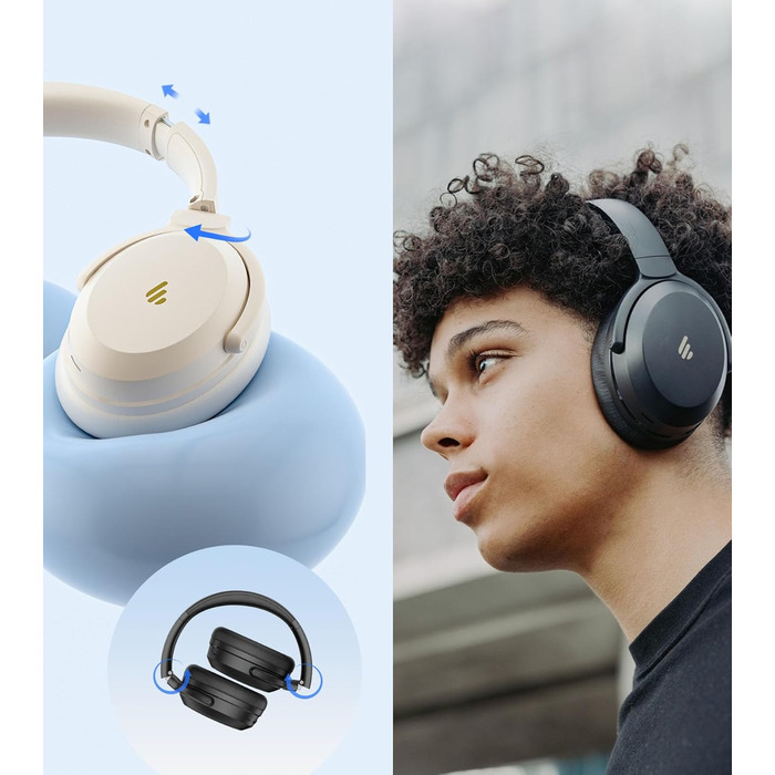 Edifier WH700NB Pro: Бездротові навушники з активним шумозаглушенням (-43dB), Hi-Res Audio, Bluetooth V5.4, AI-дзвінки, швидка зарядка, складні - Чорний