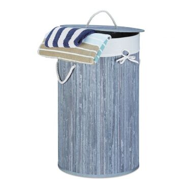 Relaxdays Bamboo Laundry Basket Round