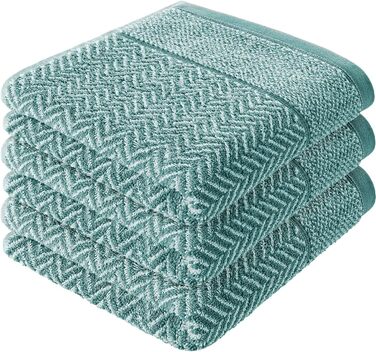 Набір рушників Herzbach Home: 2 рушники для душу 70x140 см + 3 рушники 50x100 см, 100% бавовна, блакитно-білий/зелений (океан)