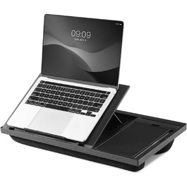 Підставка для ноутбука Navaris з пластику - для ліжка, дивана, планшета. 37,6x28x5,8 см. Підставка-подушка для ноутбука, 8 рівнів, з підкладкою для миші (Чорний)