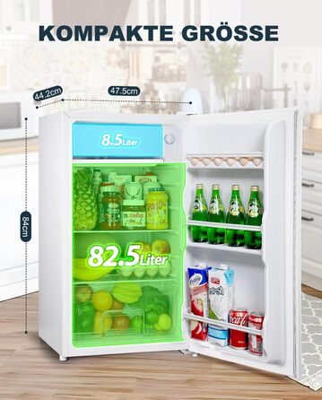 Холодильник Upstreman 91L з функцією швидкого охолодження, 5 температурних режимів (1-8℃), енергоефективний, 41 дБ, компактний, для студентського гуртожитку/офісу, BR321- (білий)