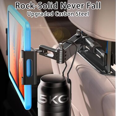 Утримувач для планшета в авто: універсальний кріплення на підголівник з 360° обертанням для Samsung Tab, iPad, Switch (4.7-11 дюймів)