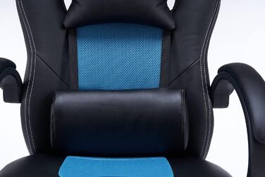 Ігрове крісло Acer Predator Rift Essential, ергономічна підтримка спини та голови, м'які підлокітники, широка сидушка, до 150 кг, чорний/синій