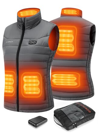Електрична гріюча жилетка для жінок Gokozy з 5 зонами нагріву та Powerbank, сіра