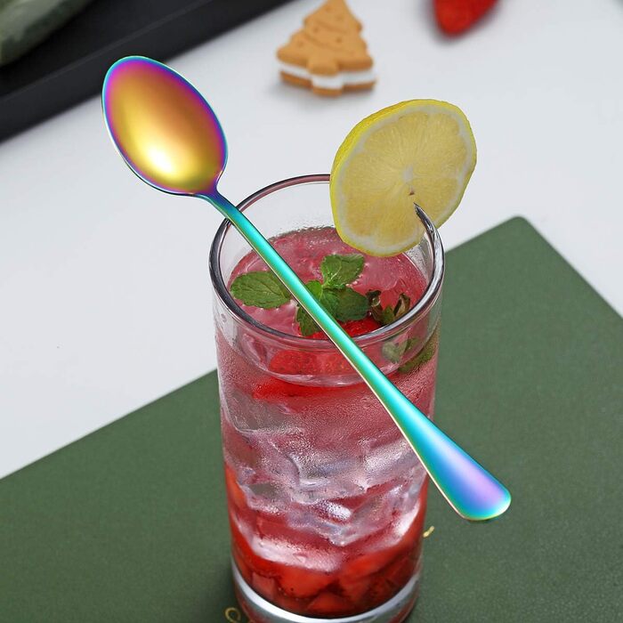 Набір ложок для коктейлів та напоїв Kyraton, 6 шт., нержавіюча сталь з чорним титановим покриттям