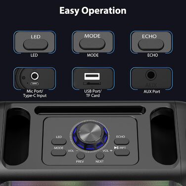 Караоке-машина JYX з 2 бездротовими мікрофонами, портативна Bluetooth-колонка для дорослих та дітей, PA-система, підтримка TF-карт/USB, AUX-вхід, TWS, модель T22T