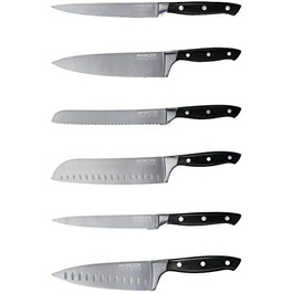 Набір ножів Nirosta Trinity (6 шт) з нержавіючої сталі, професійна якість, для овочів, фруктів та іншого, ручне заточування, важка ручка з захистом пальців