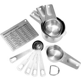 Measuring Cup and Spoon Set, Durable, 304 Premium Stainless Steel, Measuring Cups, Measuring Spoons, Kitchen Utensils for Cooking, Baking (small)