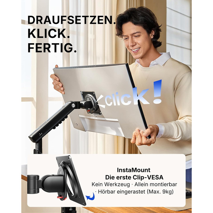 Кронштейн для двох моніторів HUANUO FlowLift Pro MechaSpring, 13–32 дюйми, до 9 кг, VESA 75/100 мм, регулювання нахилу, повороту та обертання, для геймінгу та офісу