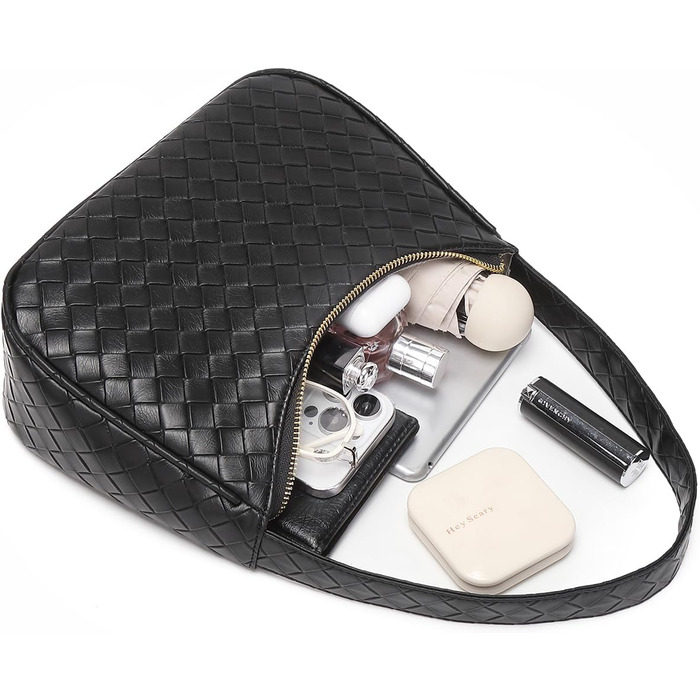 Сумка жіноча Schutertaschen Hobo мініатюрна, чорна (L) з блискавкою