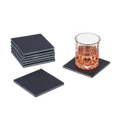 Relaxdays Slate Coasters, Set of 8