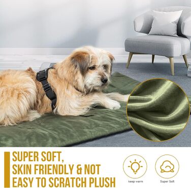 OneTigris Dog Blanket 110cm*68cm, Thickened Velvet Dog Mat Warmer Velvet Dog Bed Cat Bed for Large & Medium-Sized Dogs Travel Camping Outdoor, Reversible and Portable, Hand Washable