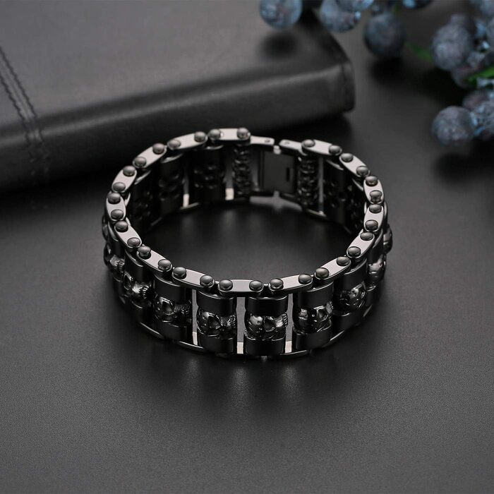 Чоловічий браслет OIDEA з черепом: важка ланцюгова браслет, готичний стиль, череп, хрест, ланцюг для мотоцикла, подарунок для чоловіків