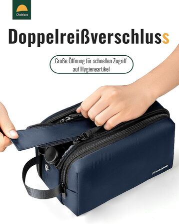 Чоловіча дорожня косметичка Kulturbeutel, водонепроникна, легка, з подвійним замком (Блакитна)