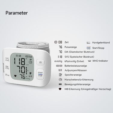 Тонометр Yuwell YE8800CR на зап'ясті, акумуляторний, для дому, з виявленням аритмії, з чохлом та USB-кабелем