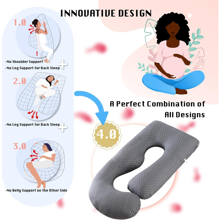 Подушка для вагітних Allopera, повного тіла, 145 см, знімний чохол, підтримка для ніг, спини, шиї, плечей, стегон, живота, трикотажна бавовна (темно-сірий)