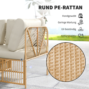 **Набір садових меблів Outsunny Ecklounge з ротангу: кутовий диван, крісло, пуф та подушки для 5 осіб.**

*Опис:* Чудовий набір для відпочинку на вашому балконі, терасі або в саду. Міцний та стійкий до погодних умов, цей комплект з ротангу включає кутовий