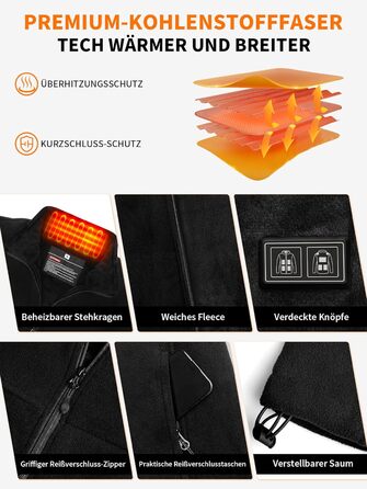 Обогрівальна куртка для чоловіків та жінок з Powerbank 18400 mAh, 10 зон обігріву, флісова куртка з акумулятором, тепла зимова куртка з обігрівом, L